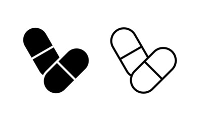 Pills icon vector. capsule icon. Drug sign and symbol