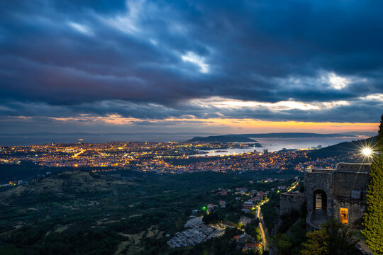 Fortress of Klis at sunset overlooking Split. Croatia