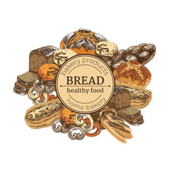 632_bread, basket_bread Bread and bakery products, wicker bun vector icons, seamless pattern