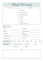 Plant Journal-Plant ID Card