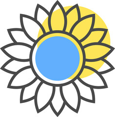 Ukrainian Sunflower, Symbol of Ukraine. Concept of an independent country. Icon with flower, Support Ukraine.