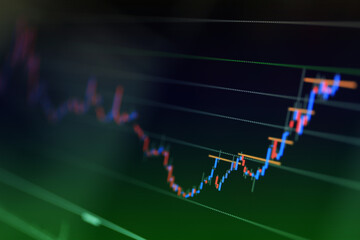 The graph of the stock market / stock market information on a display screen LED / Business and financial concept