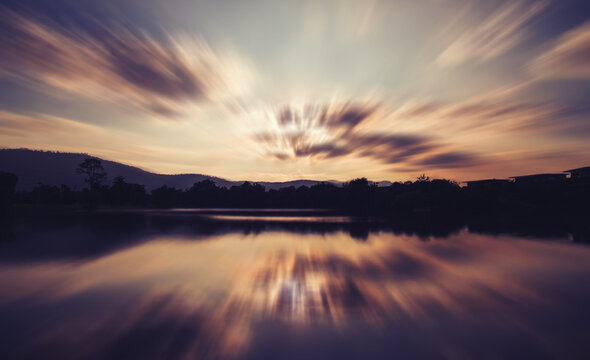 sunset over lake © sumroeng