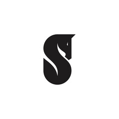 letter S horse logo design unique