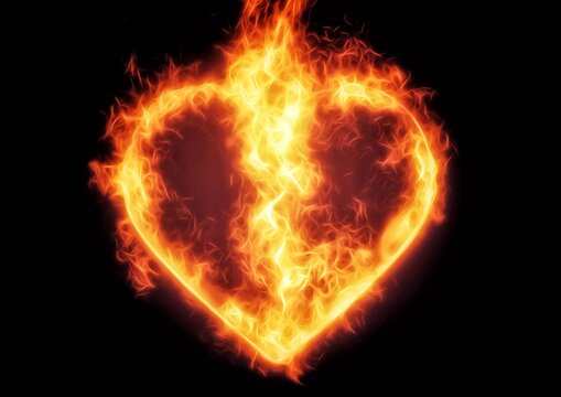 recommend clip art: 燃え上がるハート形の炎のイラスト