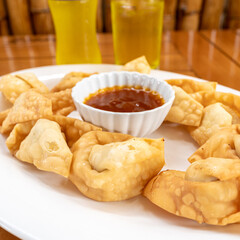 Fried Wantan with tamarind soda, Chifa, fusion food.