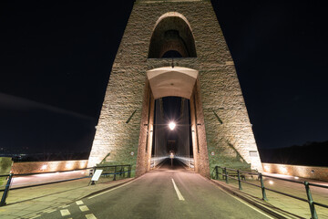 Clifton suspension bridge at night in Bristol, England