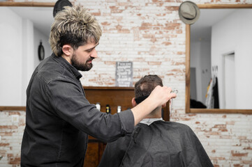 Work at the barber shop. High quality photo