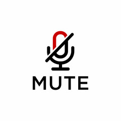 Illustration modern mute volume microphone logo design vector