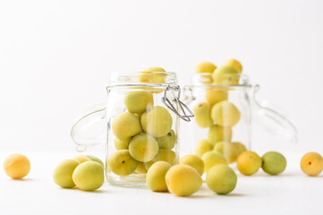 Apricot fruit from local market on white background, Tropical fruit in spring and summer season