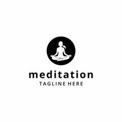 Creative luxury Illustration Yoga meditation logo vector sign emblem