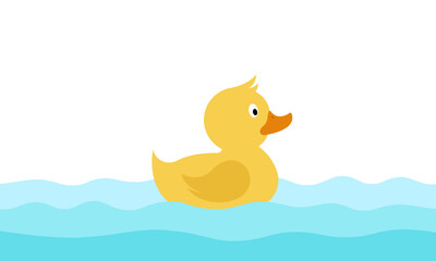 Duck swimming in the water. Flat cartoon style vector illustration 