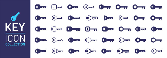 Key icon set in different design.