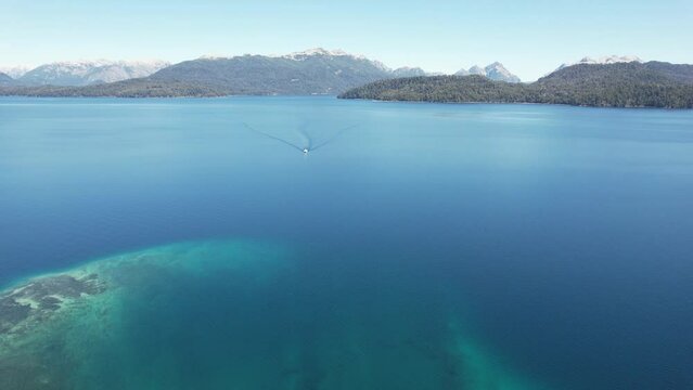 View of The Correntoso River, a river located in Villa La Angostura, Argentina, this River runs from Correntoso Lake to Nahuel Huapi Lake, standing out as one of the Shortest Rivers in the World. 4K.