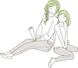 母の日にお母さんへカーネーションをプレゼントする女の子