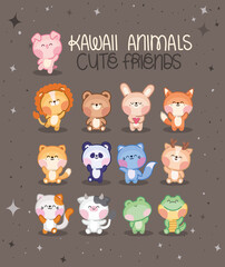 set of kawaii animals
