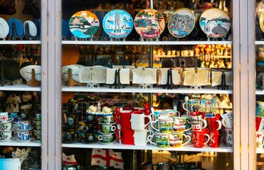 Shop with tourist souvenirs in Tbilisi. Georgia