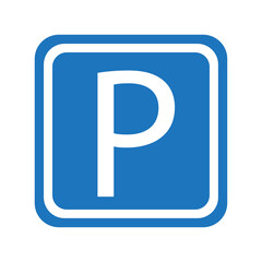 Illustration with blue parking sign on white background for web design. Vector illustration. stock image. 