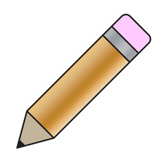 cartoon short pencil on white background. Creative concept. Isolated object. Vector illustration. stock image. 
