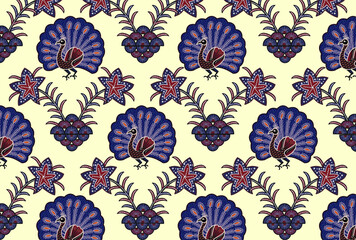 Indonesian batik motifs with very distinctive plant patterns