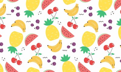 Fruit collection in flat hand drawn style illustrations