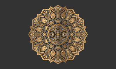 Luxury mandala Gradient golden color Vector Premium Black color Background Pattern Luxury ornamental mandala