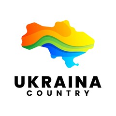 ukraina country colorful logo design - obrazy, fototapety, plakaty