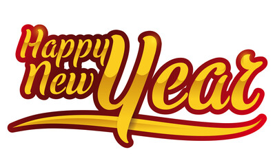 Greeting message for New Year with red and golden sign, Vector illustration