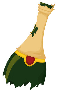 Old and broken champagne bottle, Vector illustration