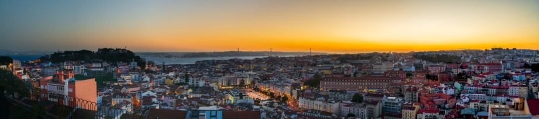 Fototapeta na wymiar Skyline panorama of Lisbon at sunset. Portugal