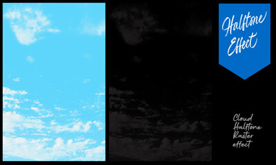 sky cloud halftone effect,vector easy editable and change color