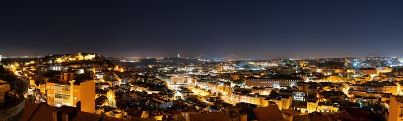 Fototapeta na wymiar Skyline panorama of Lisbon at night. Portugal