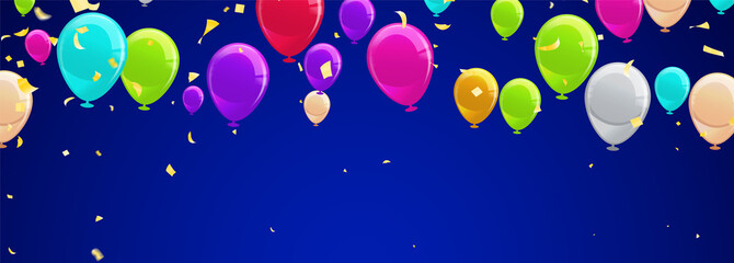 Fototapeta premium Vector confetti. Festive illustration. Party popper isolated on background Set of Balloons for Birthday, Anniversary, Celebration Holiday Symbol Of Event