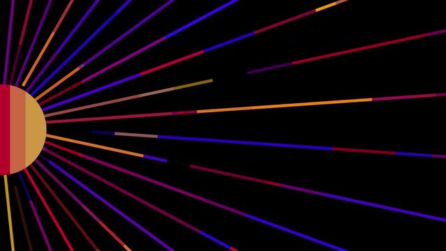 Abstract Radiating Sun with Light Beam Lines Vertical Background Loop