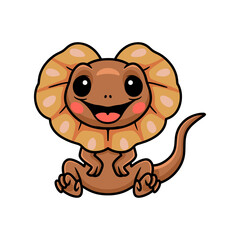 Cute little frilled lizard cartoon sitting