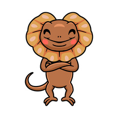 Cute little frilled lizard cartoon standing