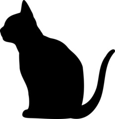 横向きの猫のシルエットイラスト