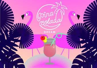 Summer promotion template/ tropical party promotion/ cocktail party poster/ Beach party/ Pina colada dreams