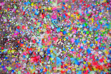 Soft focus blurred drops of paint on the plank