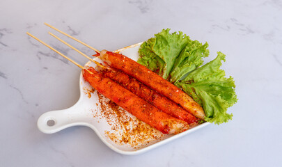 Mixed Spicy Mala Grilled Meats and Vegetables and Fish Rice Dishes