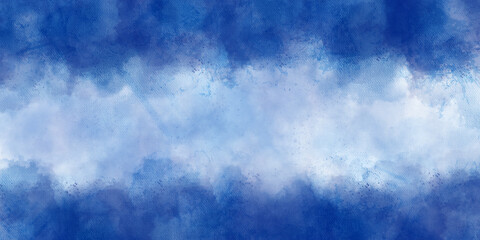 Blue watercolor background for textures backgrounds and web banners design. Abstract art blue watercolor background. Blue and white background of digital watercolor clouds on bright blue background. 