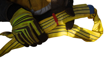 Safety practices trained competent inspector high risk worker hand wearing heavy duty glove holding...