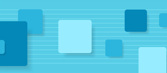 Blue cyan abstract minimal background with squares. Geometric vector design