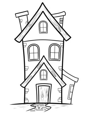Hand drawn house or home coloring page for kids