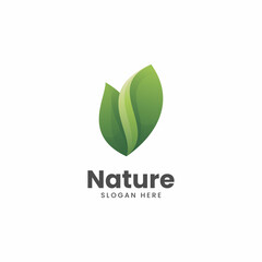 Vector Logo Illustration Nature Leaf Gradient Colorful Style.