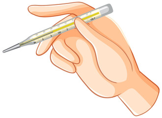 Hand holding thermometer mercury