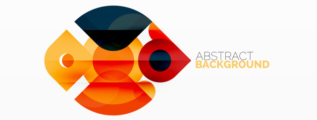 Colorful round shapes, circles and triangles background. Minimal geometric template for wallpaper, banner, presentation