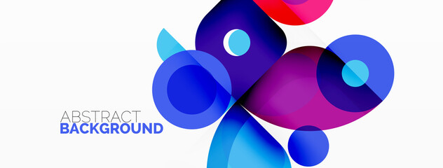 Colorful round shapes, circles and triangles background. Minimal geometric template for wallpaper, banner, presentation