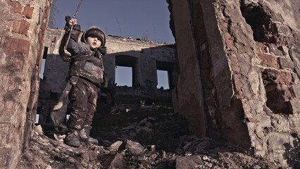 Boy without a home, apocalypse, war