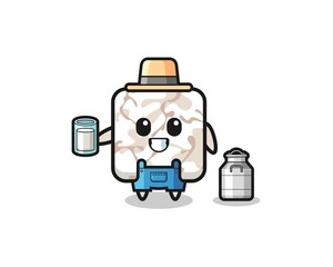 ceramic tile cartoon as the dairy farmer